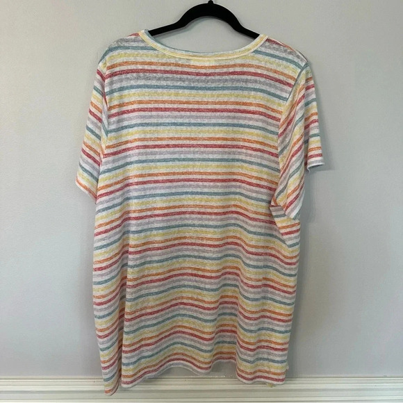 Studio B By Bobeau Women's Short Sleeve Crew Neck Multicolored Stripe Sz 3X GUC - Picture 7 of 7